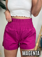 Magenta / S Running Errands High Waist Smocked Waist Shorts - FINAL SALE - Madison and Mallory