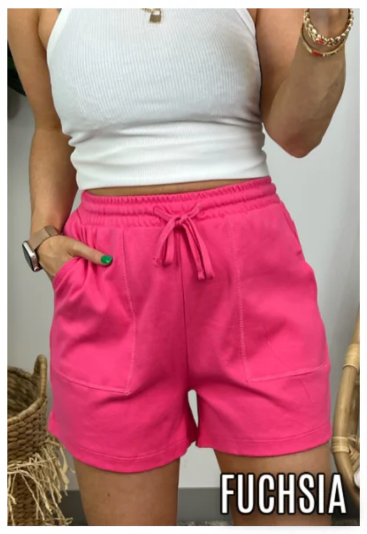 Fuchsia / S Harvison Drawstring Waist Shorts - FINAL SALE - Madison and Mallory