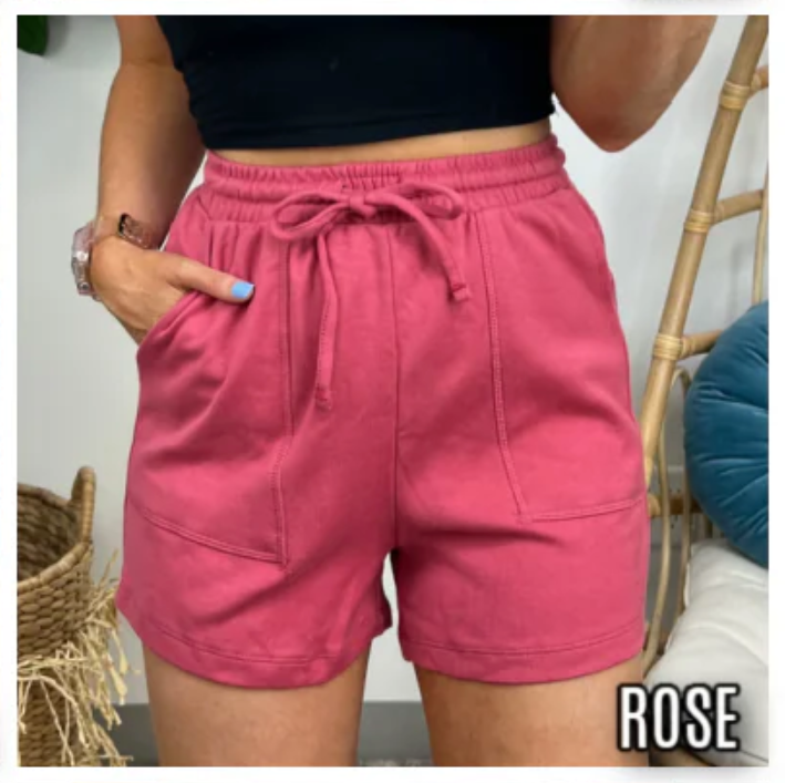 Rose / S Harvison Drawstring Waist Shorts - FINAL SALE - Madison and Mallory