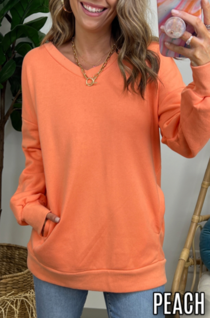 Peach / S Teigan Relaxed Fit Pullover - FINAL SALE - Madison and Mallory