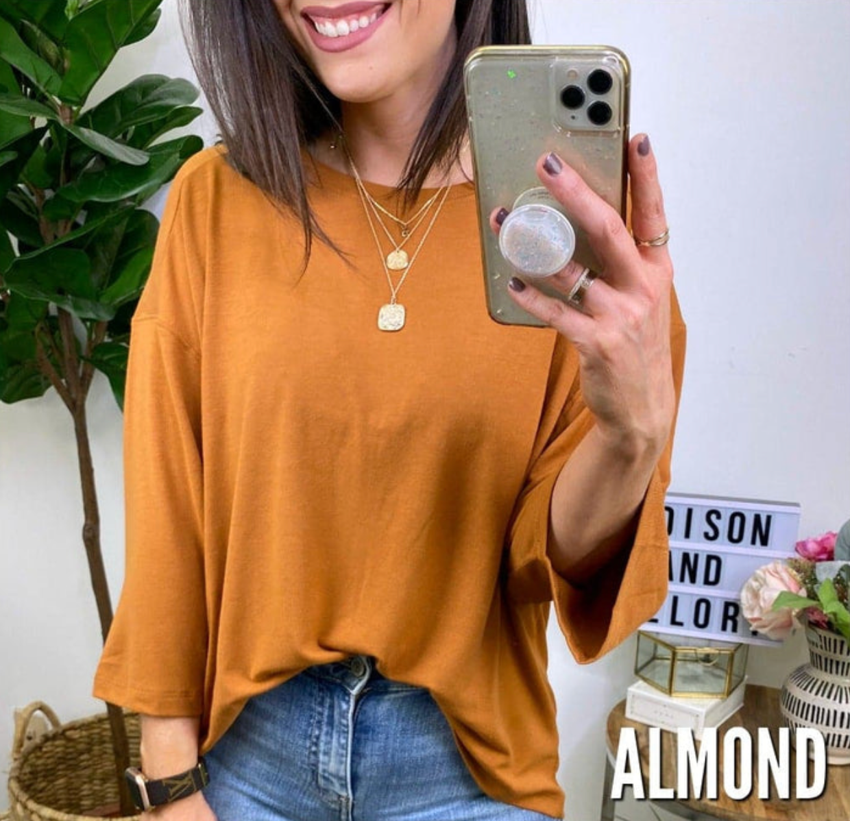 Almond / S Sherlyn Relaxed Drop Shoulder Top - FINAL SALE - Madison and Mallory