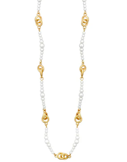  Samantha Pearl and Knot Chain Necklace - Madison and Mallory