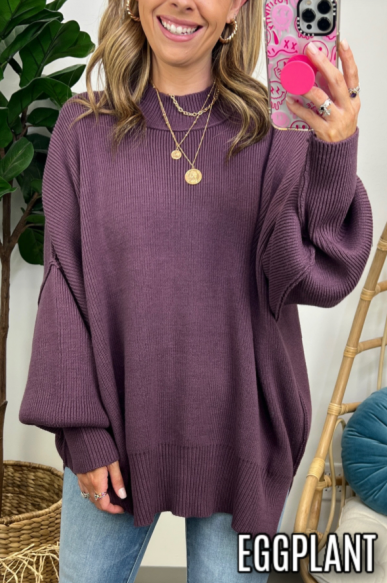 Easy Retreat Oversized Side Slit Sweater