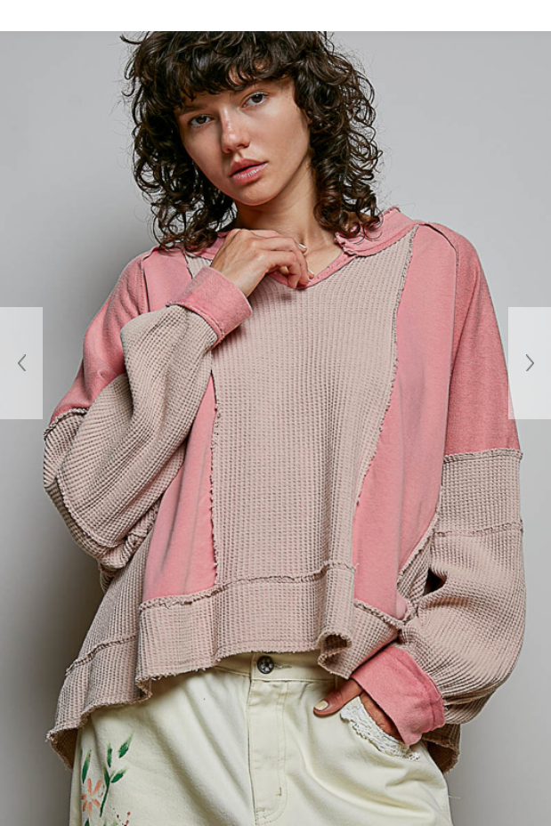 Lisette Notched Neck Contrast Knit Top