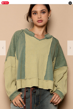 Lisette Notched Neck Contrast Knit Top