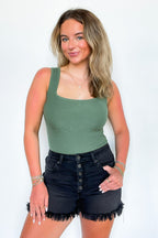 Ivy / S Sculpted Mood Square Neck Ribbed Bodysuit - FINAL SALE - Madison and Mallory
