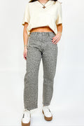 25 / Ash Brown Sculptline High Rise Tummy Tuck Animal Print Barrel Jeans - Madison and Mallory