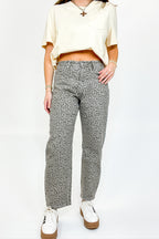 25 / Ash Brown Sculptline High Rise Tummy Tuck Animal Print Barrel Jeans - Madison and Mallory