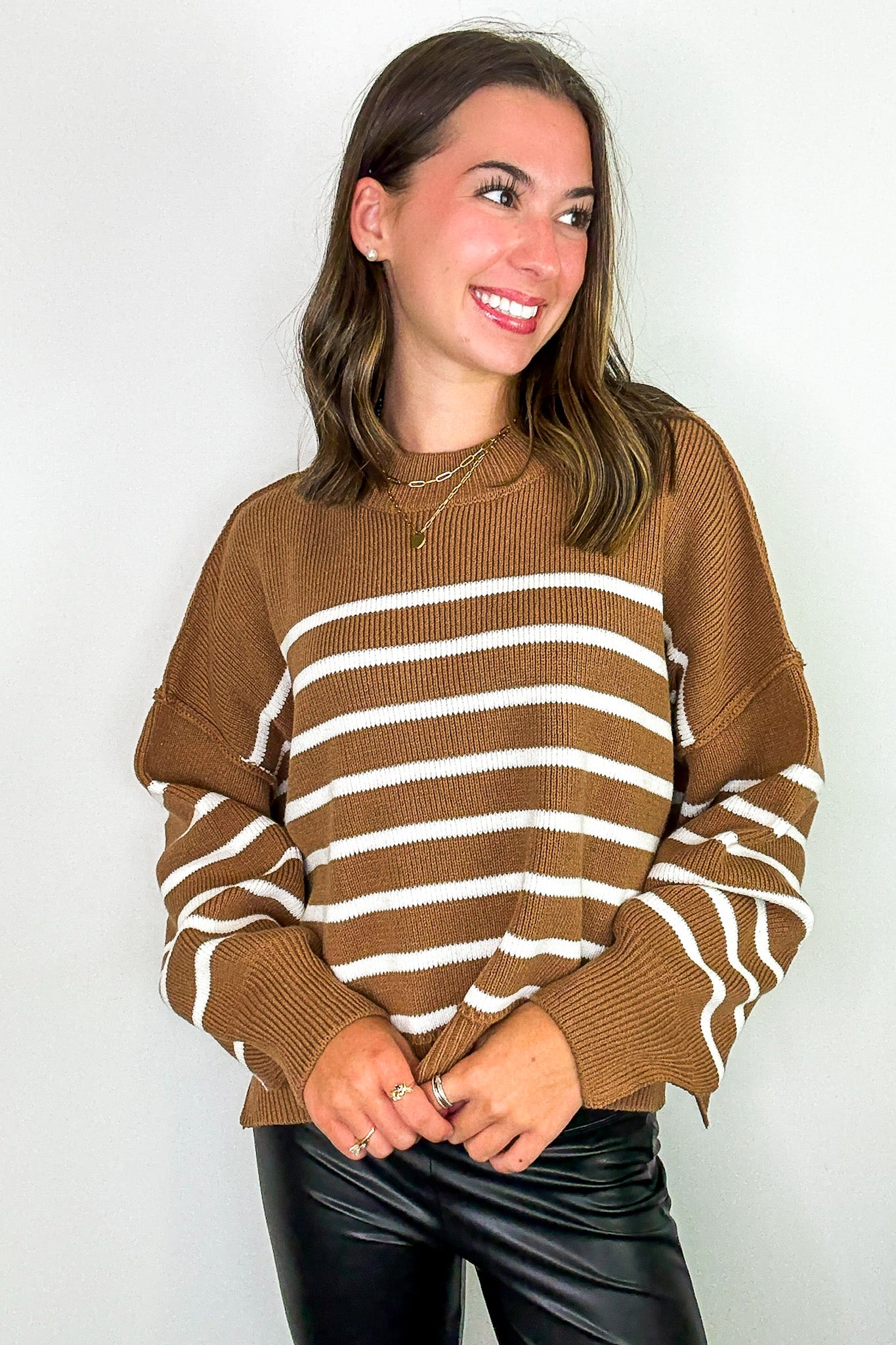 Seam Story Striped Oversized Sweater - Madison and Mallory