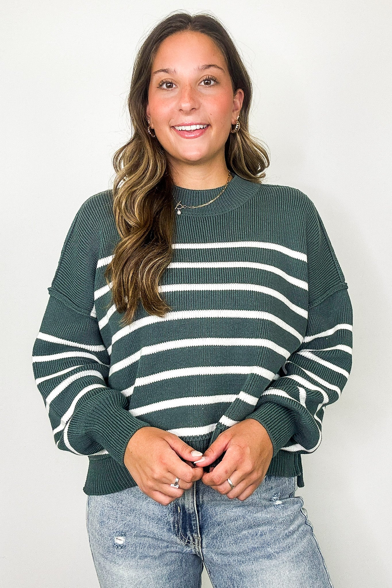 Seam Story Striped Oversized Sweater - Madison and Mallory