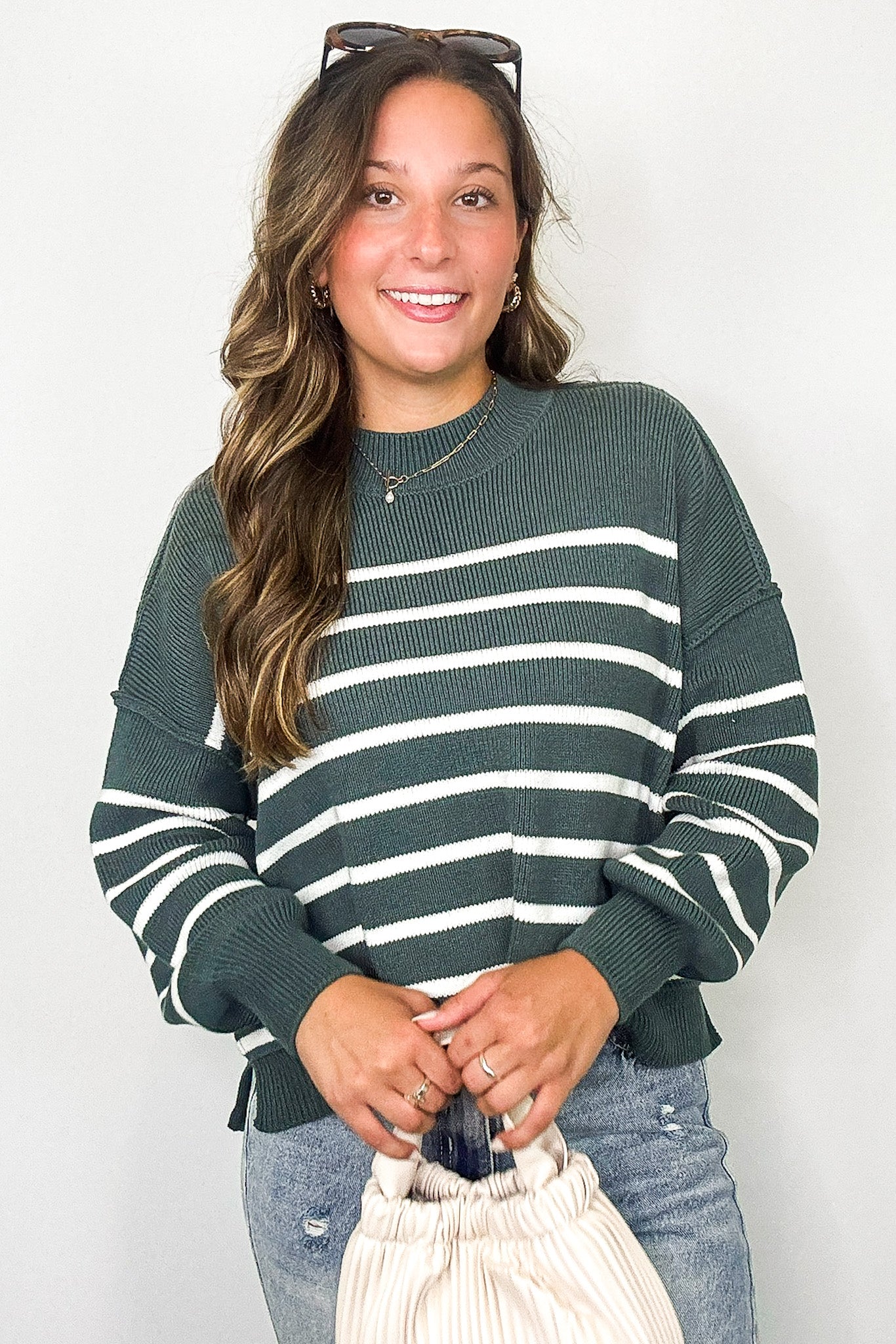 Ash Jade / SM Seam Story Striped Oversized Sweater - BACK IN STOCK - Madison and Mallory