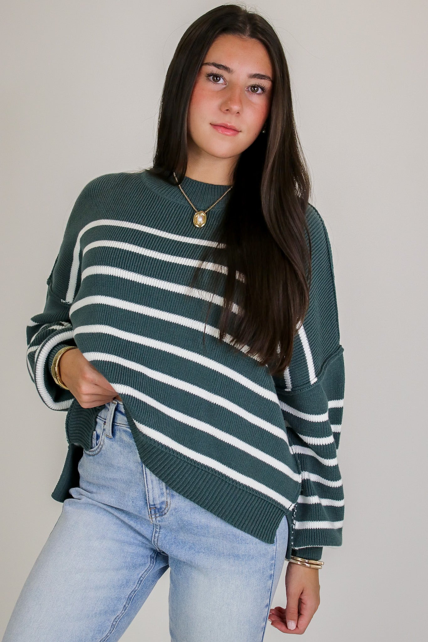 Seam Story Striped Oversized Sweater