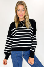 Black / SM Seam Story Striped Oversized Sweater - BACK IN STOCK - Madison and Mallory