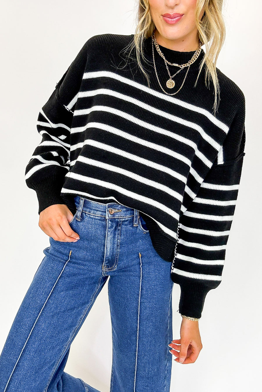 Seam Story Striped Oversized Sweater - BACK IN STOCK