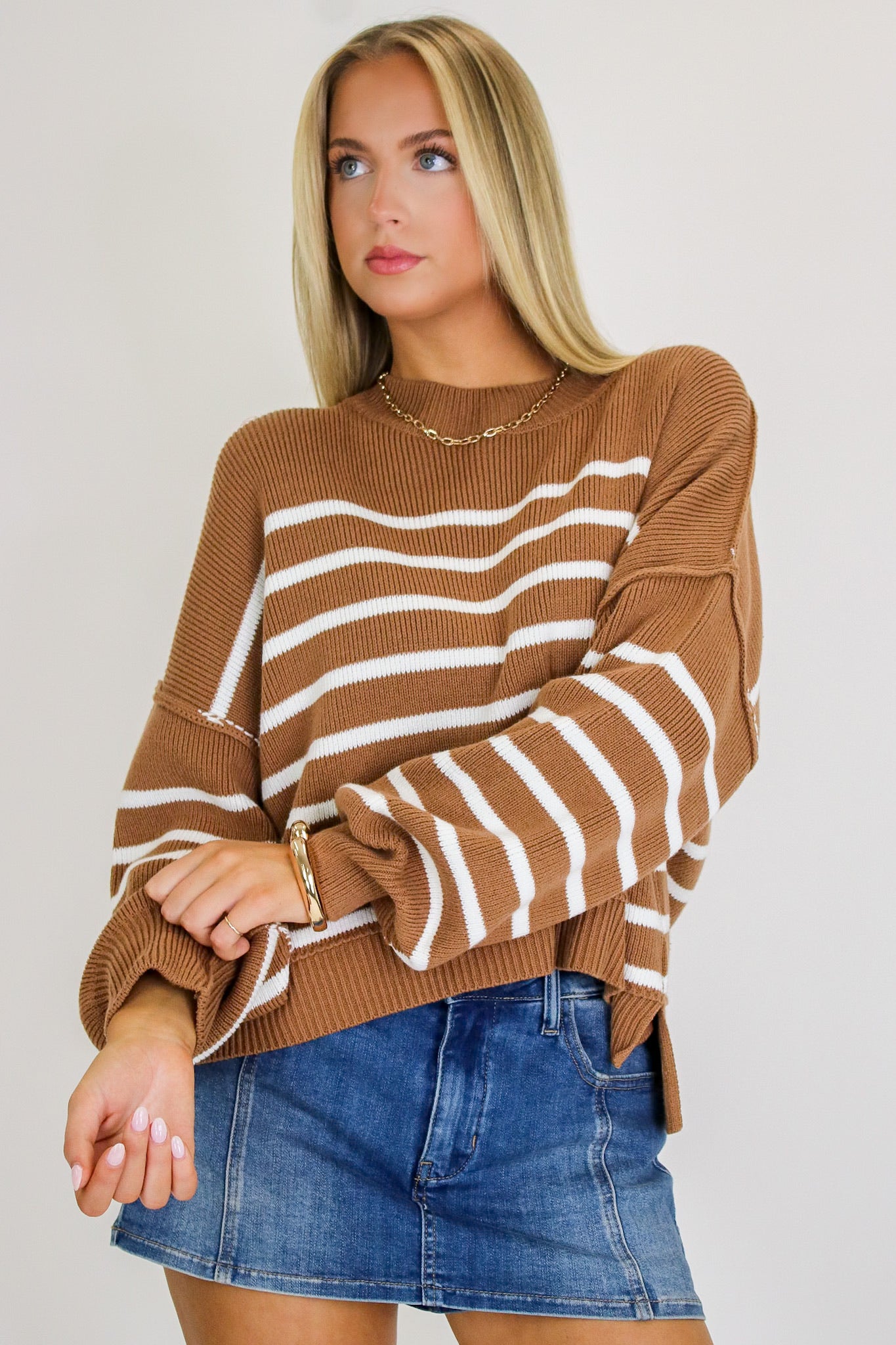 Seam Story Striped Oversized Sweater