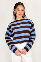 Chocolate / S Seamline Stripe Exposed Seam Sweater - Madison and Mallory