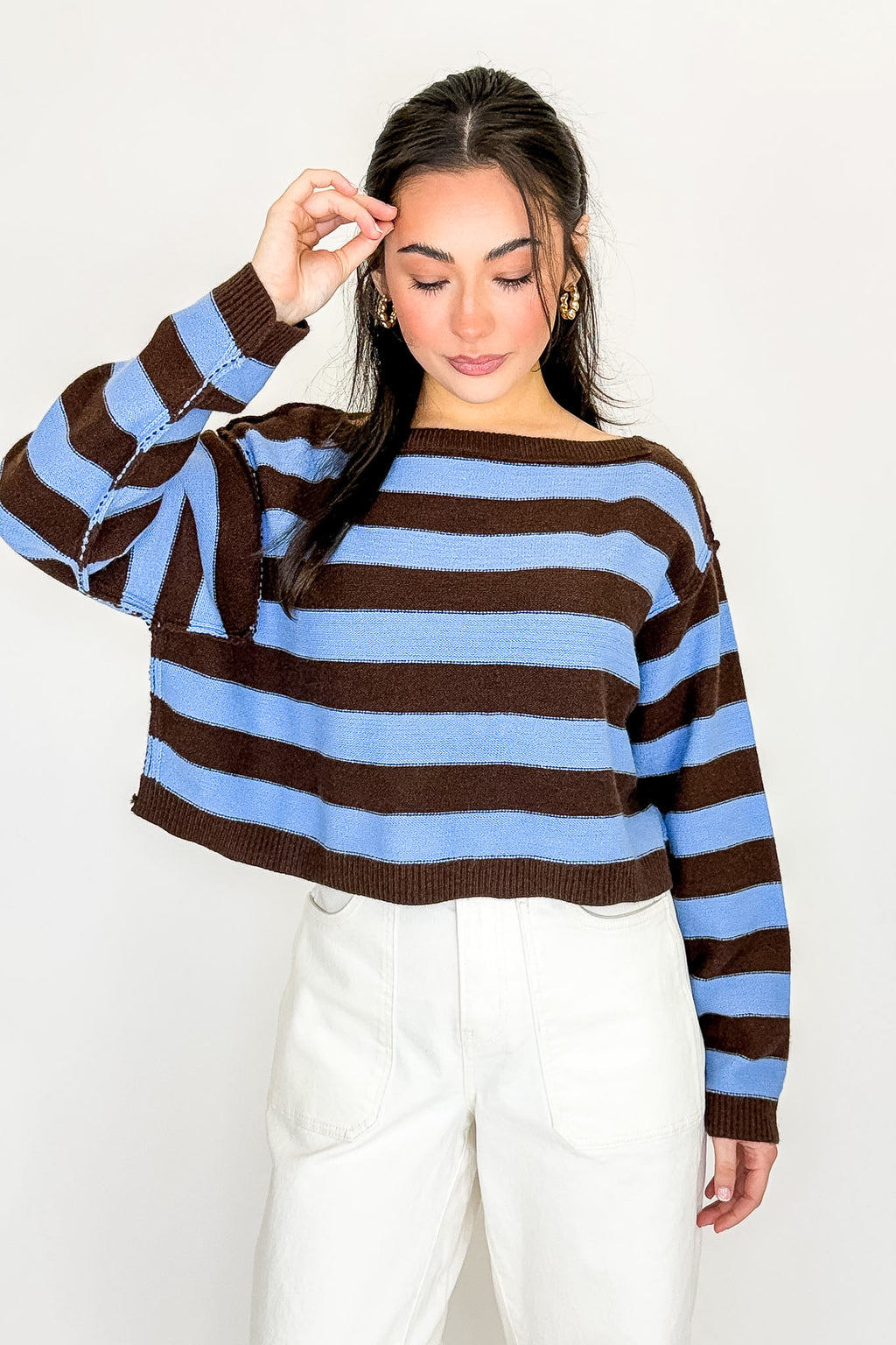 Seamline Stripe Exposed Seam Sweater - Madison and Mallory