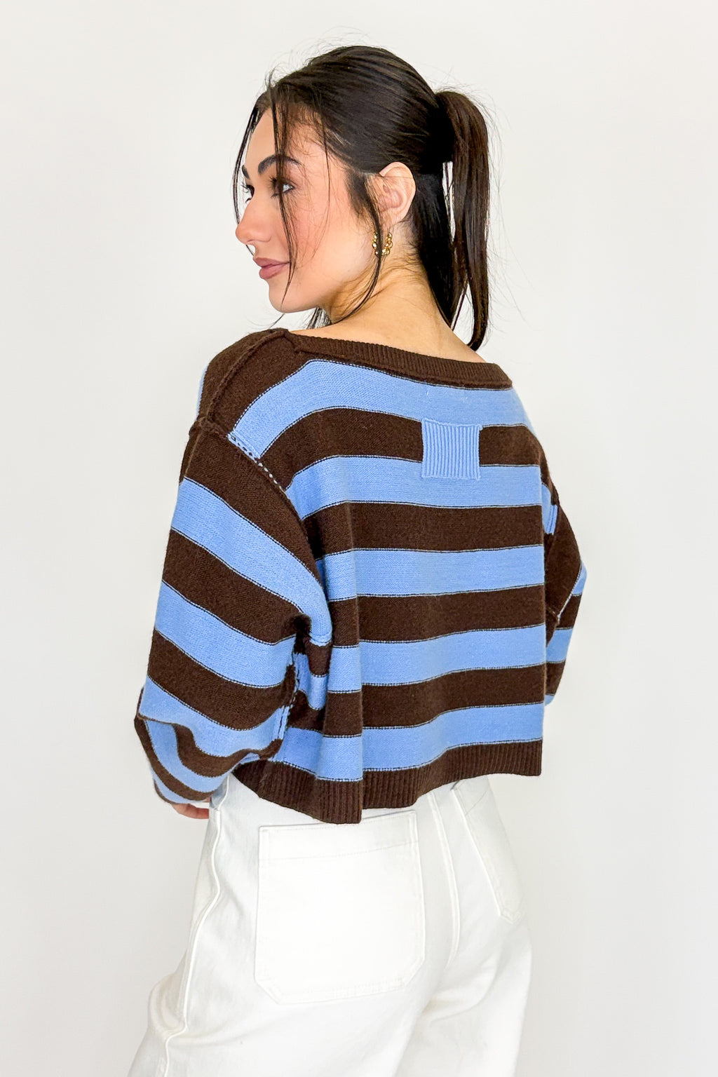 Seamline Stripe Exposed Seam Sweater - Madison and Mallory