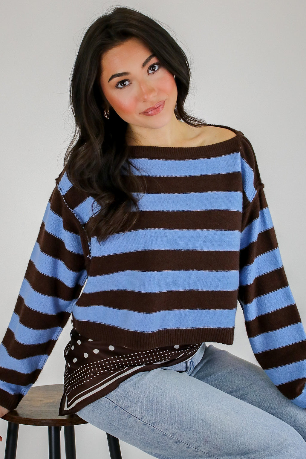 Seamline Stripe Exposed Seam Sweater