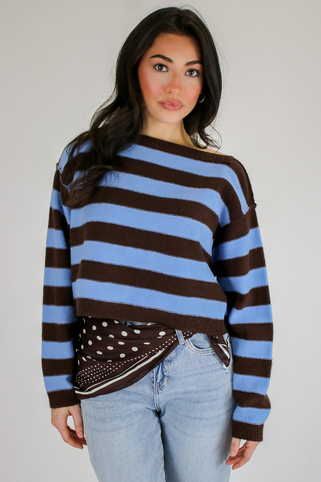 Seamline Stripe Exposed Seam Sweater