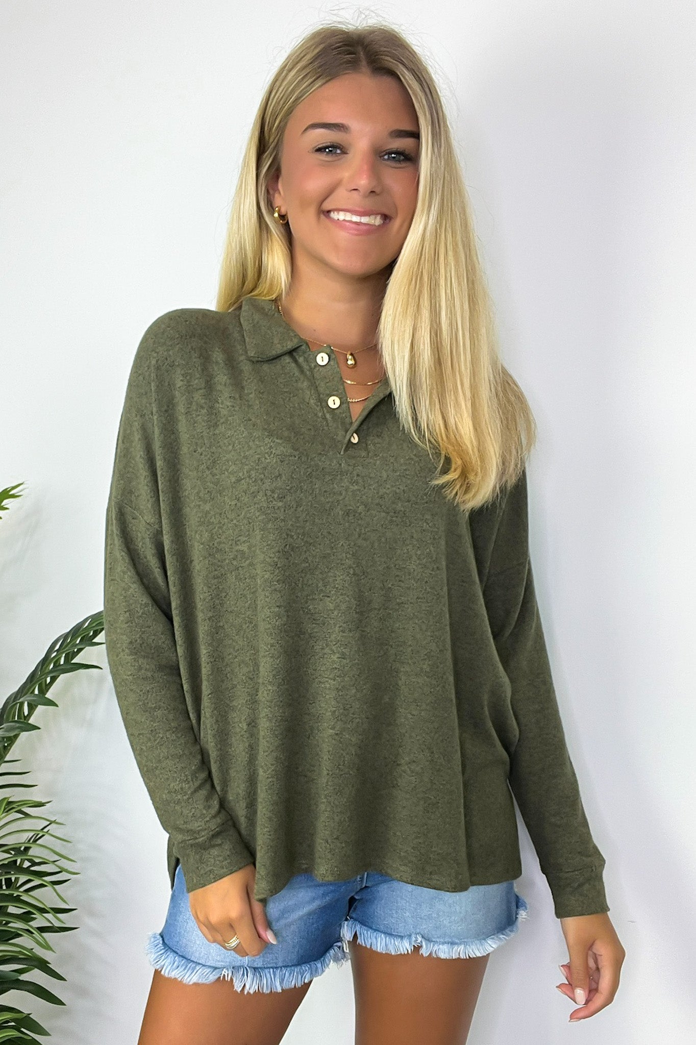 Seasonal Aesthetic Button Henley Collared Top - FINAL SALE - Madison and Mallory