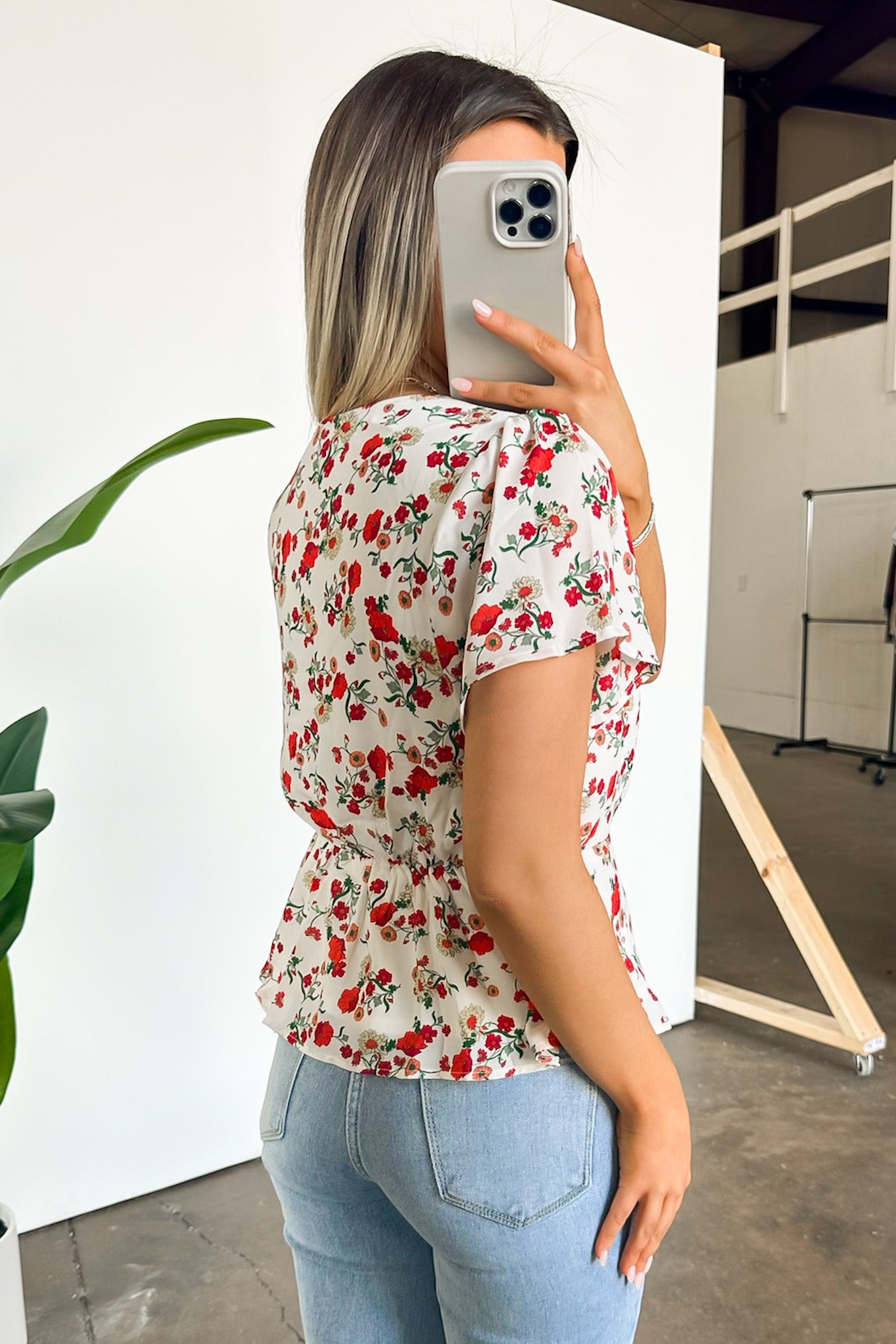  Season of Blooms V-Neck Ruched Floral Top - BACK IN STOCK - Madison and Mallory