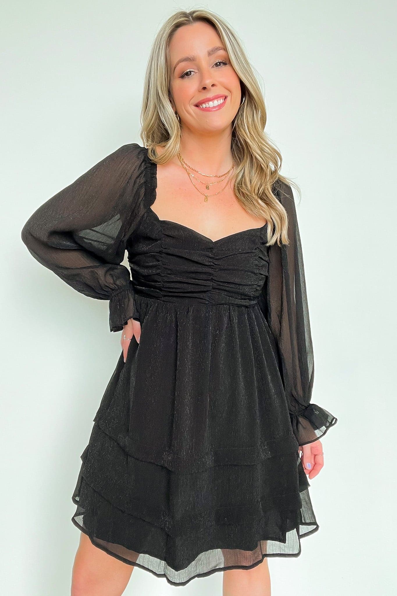  Sensational Promise Ruched Tiered Dress - FINAL SALE - Madison and Mallory