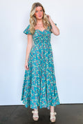 S / Teal Green Sensationally Sweeter Floral Tiered Maxi Dress - FINAL SALE - Madison and Mallory
