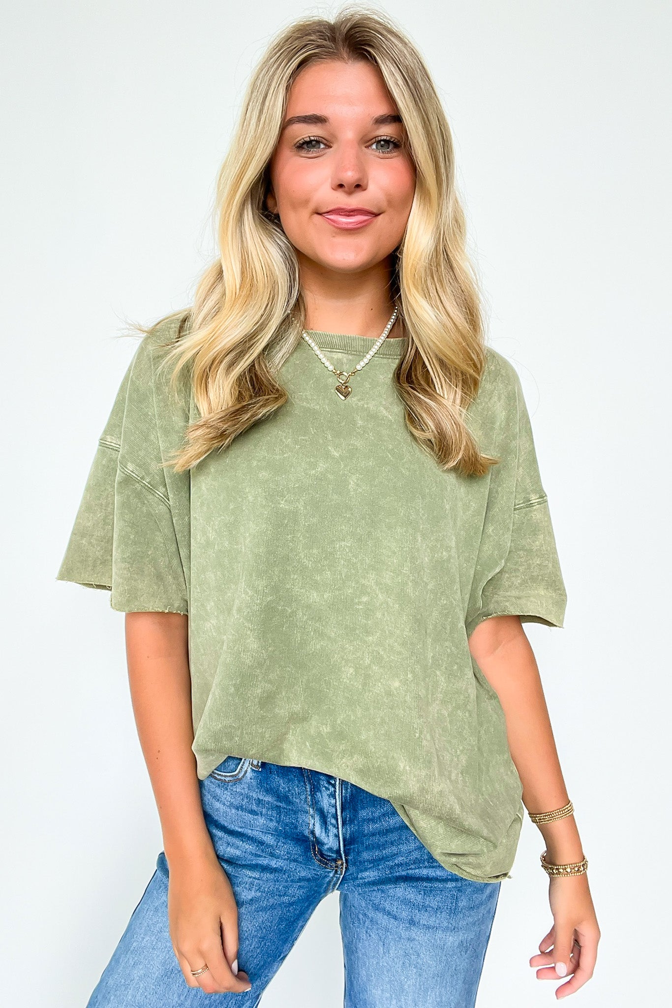 Light Olive / SM Serene Escapes Acid Wash Relaxed Fit Top - BACK IN STOCK - Madison and Mallory