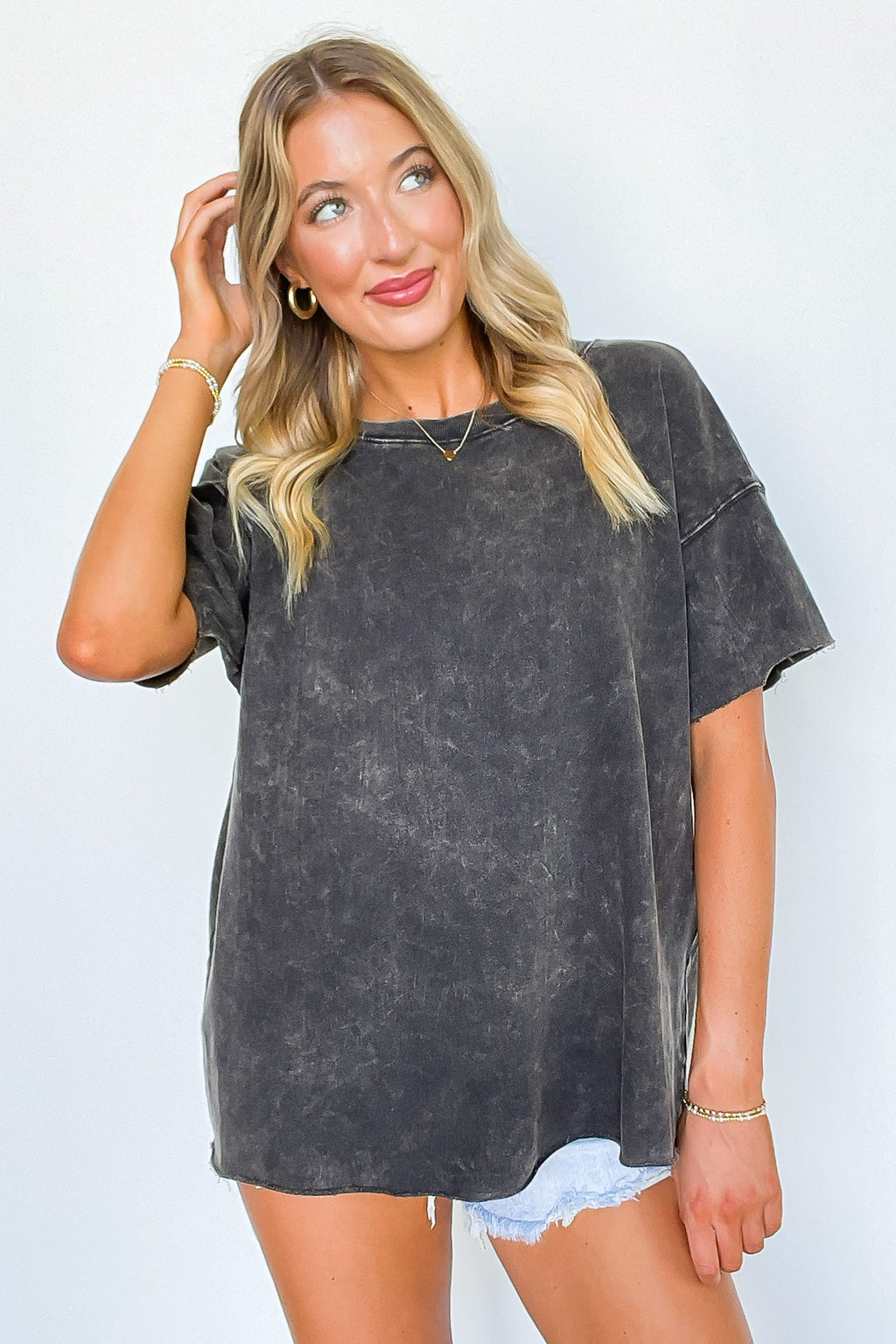 Serene Escapes Acid Wash Raw Edge Relaxed Fit Top - BACK IN STOCK - Madison and Mallory