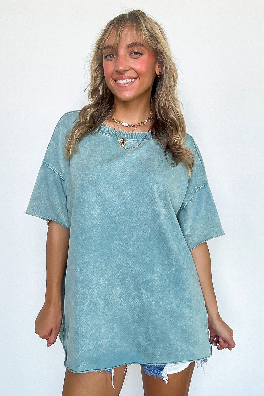 Serene Escapes Acid Wash Raw Edge Relaxed Fit Top - BACK IN STOCK - Madison and Mallory