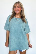 Serene Escapes Acid Wash Raw Edge Relaxed Fit Top - BACK IN STOCK - Madison and Mallory