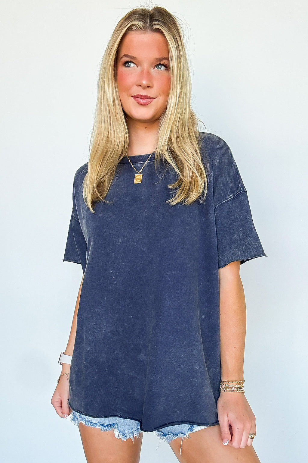 Serene Escapes Acid Wash Raw Edge Relaxed Fit Top - BACK IN STOCK - Madison and Mallory