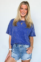 Serene Escapes Acid Wash Raw Edge Relaxed Fit Top - BACK IN STOCK - Madison and Mallory