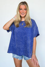 Blueberry / SM Serene Escapes Acid Wash Relaxed Top - Madison and Mallory