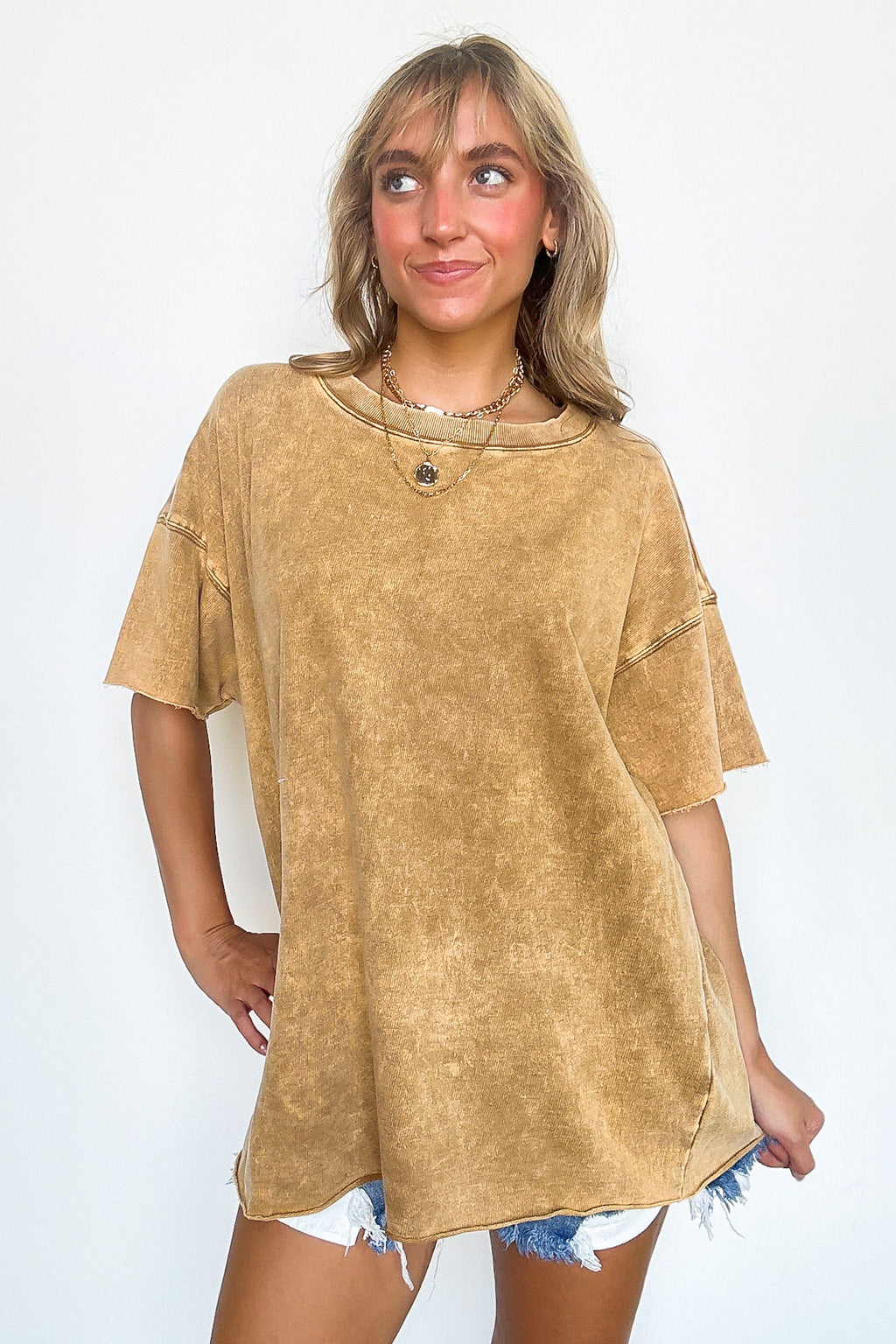 Serene Escapes Acid Wash Raw Edge Relaxed Fit Top - BACK IN STOCK - Madison and Mallory