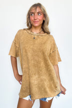 Serene Escapes Acid Wash Raw Edge Relaxed Fit Top - BACK IN STOCK - Madison and Mallory