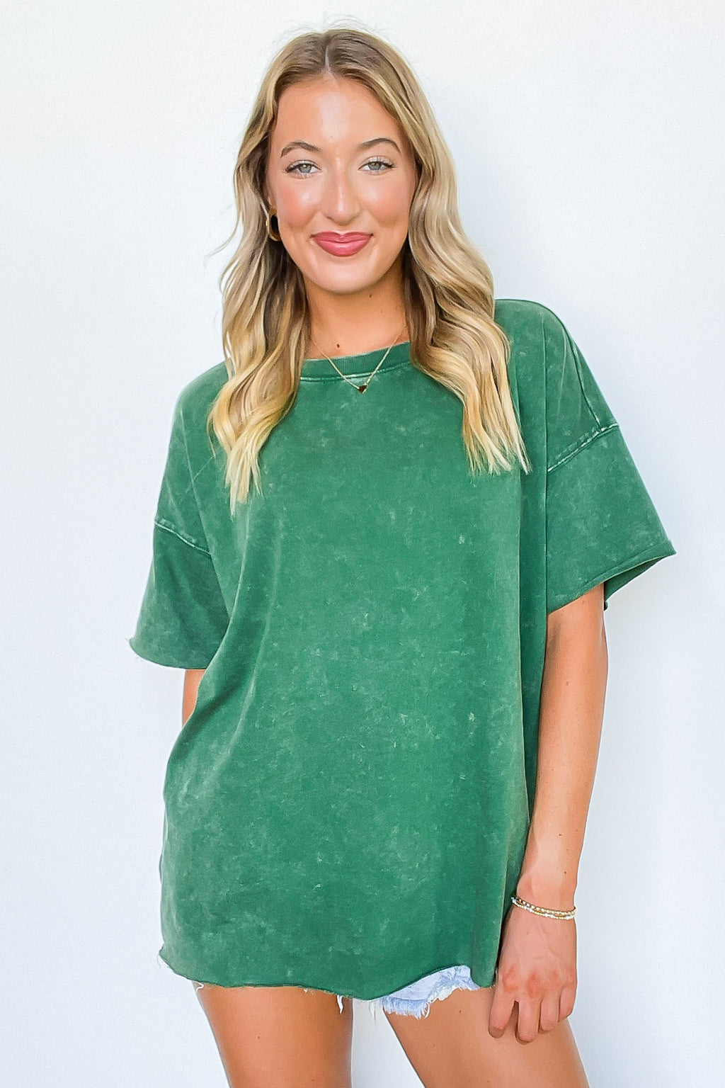 Dark Green / SM Serene Escapes Acid Wash Relaxed Top - Madison and Mallory