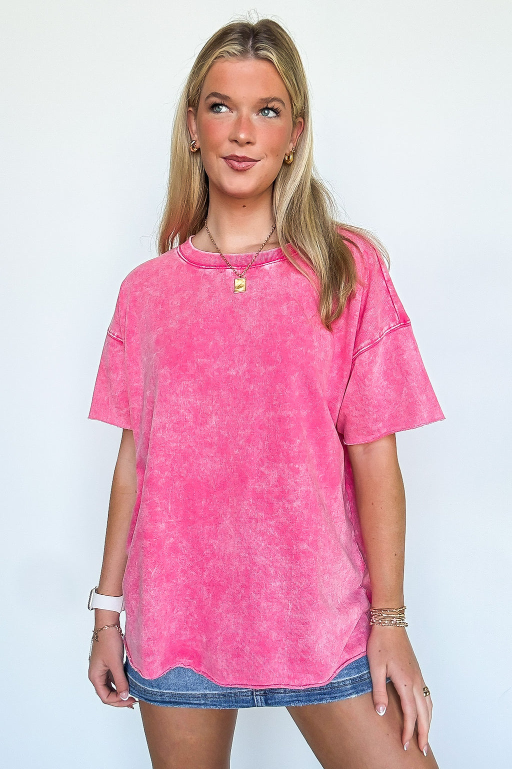 Fuchsia / SM Serene Escapes Acid Wash Relaxed Top - Madison and Mallory