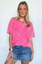 Serene Escapes Acid Wash Raw Edge Relaxed Fit Top - BACK IN STOCK - Madison and Mallory