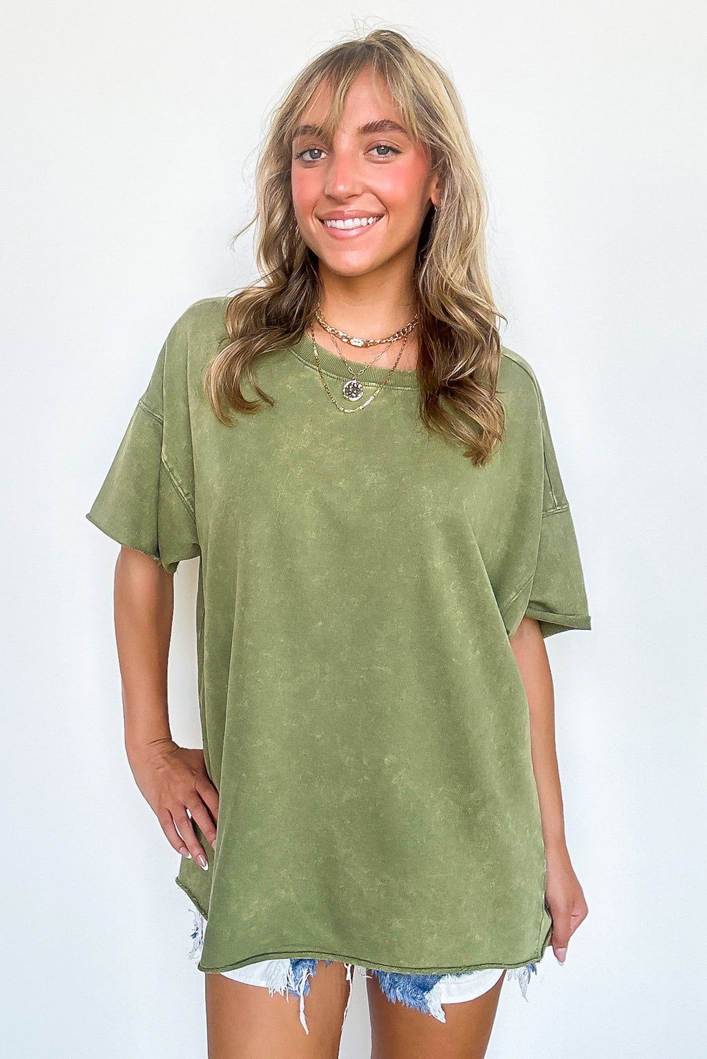 Serene Escapes Acid Wash Raw Edge Relaxed Fit Top - BACK IN STOCK - Madison and Mallory