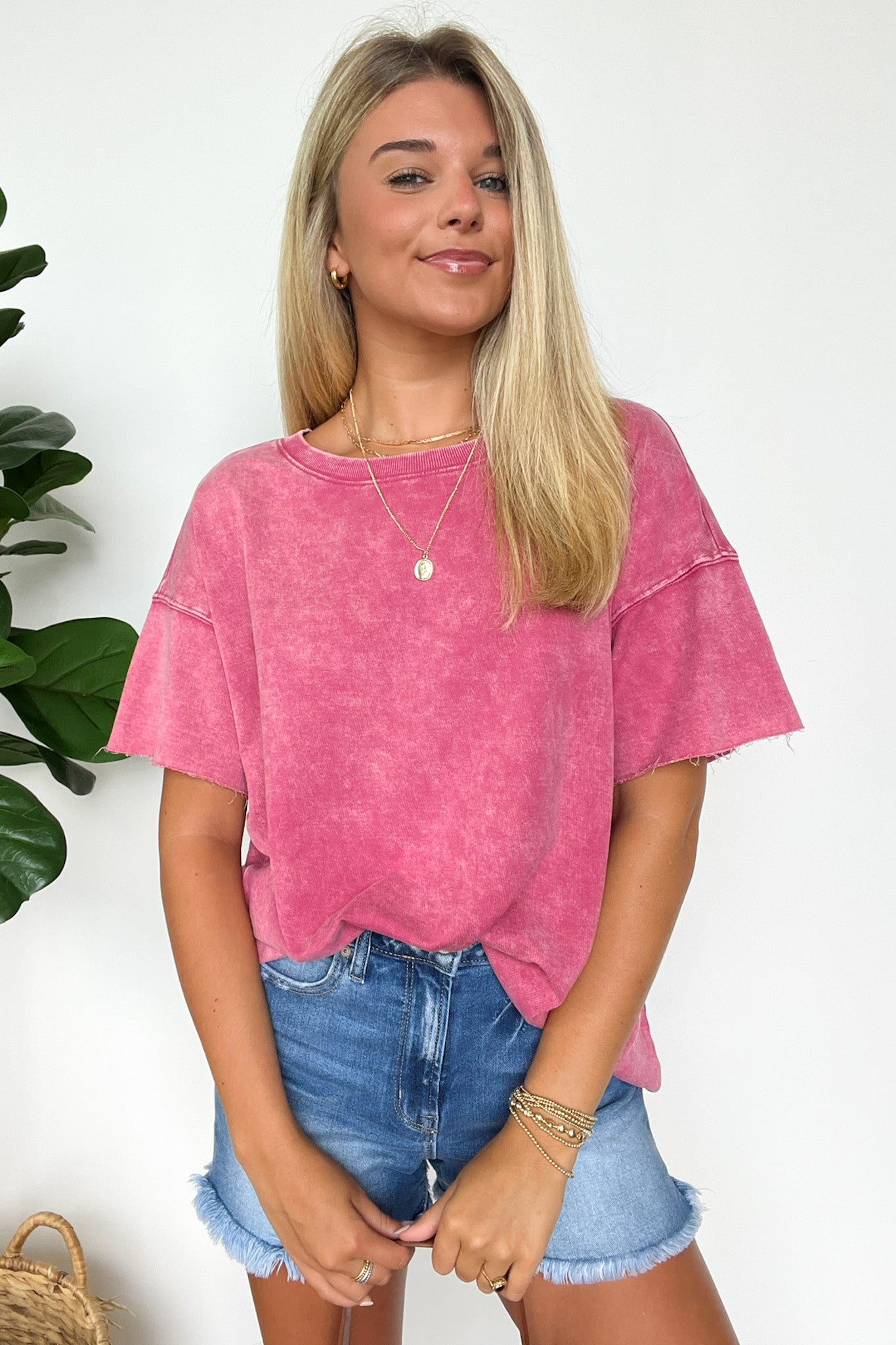 Ash Pink / SM Serene Escapes Acid Wash Relaxed Fit Top - BACK IN STOCK - Madison and Mallory