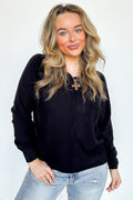 Black / S Serene Seam Viscose Knit Sweater - FINAL SALE - Madison and Mallory
