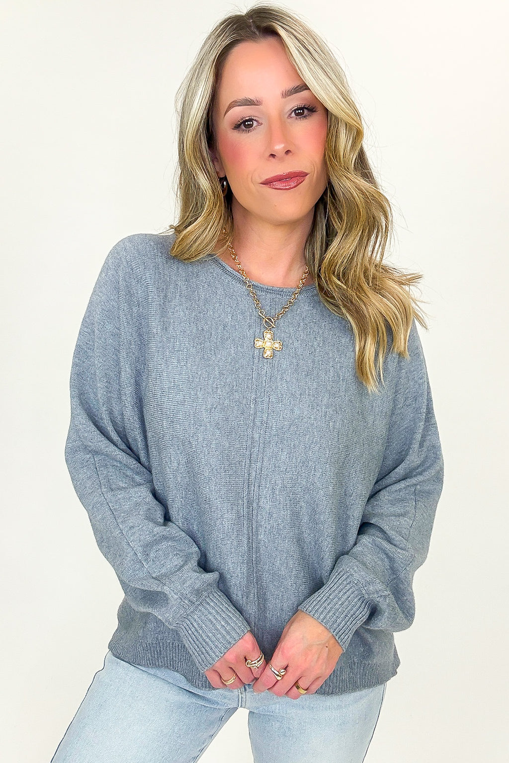 Heather Gray / S Serene Seam Viscose Knit Sweater - FINAL SALE - Madison and Mallory