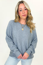 Heather Gray / S Serene Seam Viscose Knit Sweater - FINAL SALE - Madison and Mallory