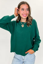 Hunter Green / S Serene Seam Viscose Knit Sweater - FINAL SALE - Madison and Mallory
