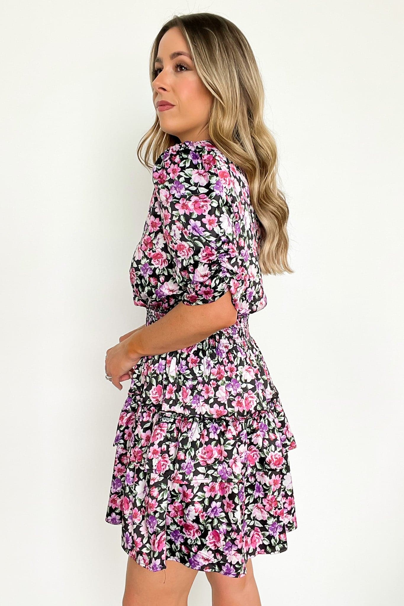  Serene Soiree Floral Print Ruffle Tiered Dress - FINAL SALE - Madison and Mallory