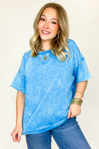Serene Escapes Acid Wash Raw Edge Relaxed Fit Top - BACK IN STOCK - Madison and Mallory