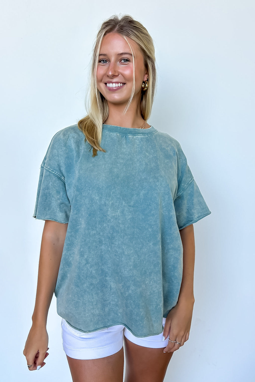 Ash Blue / SM Serene Escapes Acid Wash Relaxed Top - Madison and Mallory