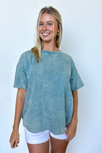 Ash Blue / SM Serene Escapes Acid Wash Relaxed Top - Madison and Mallory